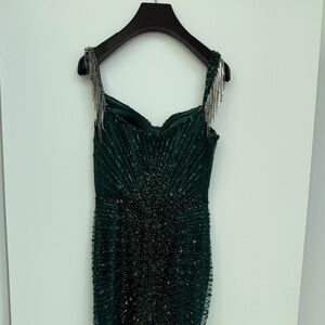 Emerald Beaded Evening Gown